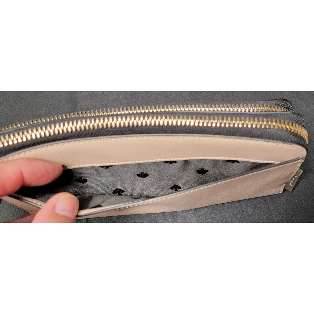 Kate Spade Madison Leather Large Slim Bifold Wallet Warm Beige/Black - Picture 6 of 13